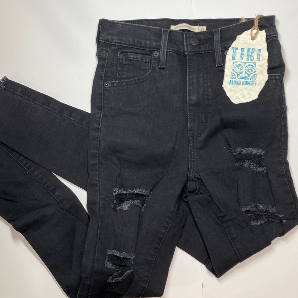 Levi’s Mile High Super Skinny 26 Distressed Black